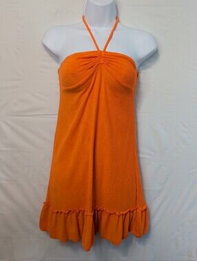 OP Vintage Swim Cover Up Juniors Small Orange Y2K Terry Cloth Coconut Girl